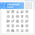 2D customizable black VR, AR and MR icons set