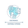 2D customizable blue linear electronics icon concept