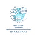 2D customizable centralized database blue icon concept