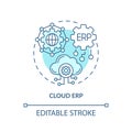 2D customizable cloud ERP blue icon concept