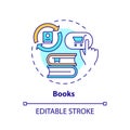 2D customizable colorful thin linear icon books concept