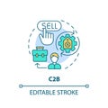 2D customizable colorful thin linear icon C2B concept