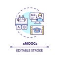 2D customizable colorful thin linear icon xMOOCs concept Royalty Free Stock Photo