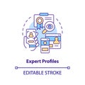 2D customizable expert profiles line icon concept