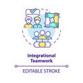2D customizable integrational teamwork line icon concept Royalty Free Stock Photo