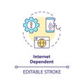 2D customizable internet dependent line icon concept