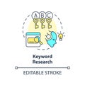 2D customizable keyword research line icon concept Royalty Free Stock Photo