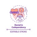 2D customizable line icon denial in codependency concept