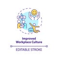 2D customizable line icon improved workplace culture concept Royalty Free Stock Photo