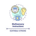 2D customizable line icon multisensory instructions concept