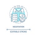 2D customizable negotiation blue icon concept