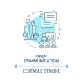 2D customizable open communication blue icon concept