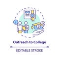 2D customizable outreach to college line icon concept