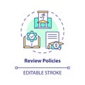 2D customizable review policies line icon concept