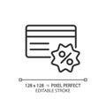 2D customizable simple thin line black credit card icon