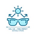2D customizable simple thin linear blue sunglasses icon Royalty Free Stock Photo
