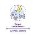 2D customizable smart home owners line icon concept