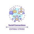 2D customizable social connections line icon concept Royalty Free Stock Photo