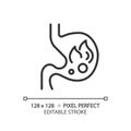 2D customizable thin line black burning stomach icon