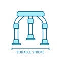 2D customizable thin line blue shower stool icon