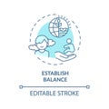 2D customizable thin line icon establish balance concept