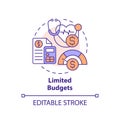 2D customizable thin line icon limited budgets concept