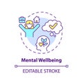 2D customizable thin line icon mental wellbeing concept