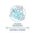2D customizable thin line icon utilizing technology concept
