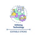 2D customizable thin line icon utilizing technology concept