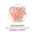 2D customizable thin line red icon kids epilepsy concept