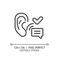 2D customizable thin linear black active listening icon
