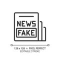 2D customizable thin linear black fake news icon Royalty Free Stock Photo