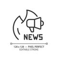 2D customizable thin linear black news broadcast icon