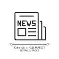 2D customizable thin linear black newspaper icon