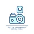 2D customizable thin linear blue camera icon Royalty Free Stock Photo