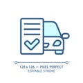 2D customizable thin linear blue car insurance icon