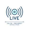 2D customizable thin linear blue live stream icon