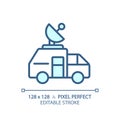 2D customizable thin linear blue news satellite van icon