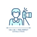 2D customizable thin linear blue photojournalist icon Royalty Free Stock Photo