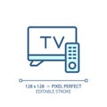 2D customizable thin linear blue television set icon