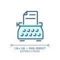 2D customizable thin linear blue typewriter icon