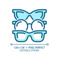 2D customizable thin linear blue various eyeglasses icon