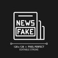 2D customizable thin linear white fake news icon Royalty Free Stock Photo