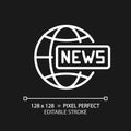 2D customizable thin linear white global news icon