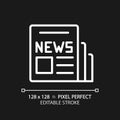 2D customizable thin linear white newspaper icon Royalty Free Stock Photo