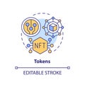 2D customizable tokens line icon concept