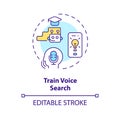 2D customizable train voice search line icon concept