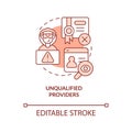 2D customizable unqualified providers linear icon concept