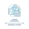 2D customizable vendor management blue icon concept