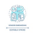 2D customizable vendor onboarding blue icon concept